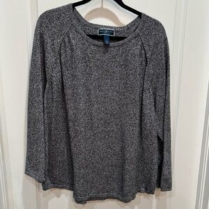 Karen Scott Long Sleeve Cotton Sweater w/Shirt Hem Size 2X Marbled Gray